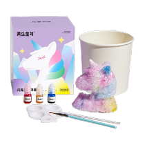 Meile childhood shiny unicorn crystal painted plaster doll children diy hand painted color painted white embryo doll