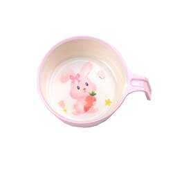 Wuhe pink cute rabbit children's tableware baby cute food bowl household high temperature resistant baby rice bowl children's handle bowl