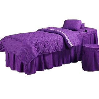 Solid color quilted massage bed cover set of four