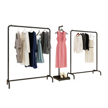 Iron clothes hanger rod clothes store men and women's shelf display rack floor-standing island rack side hanging rack clothes rack ລາຄາພິເສດ