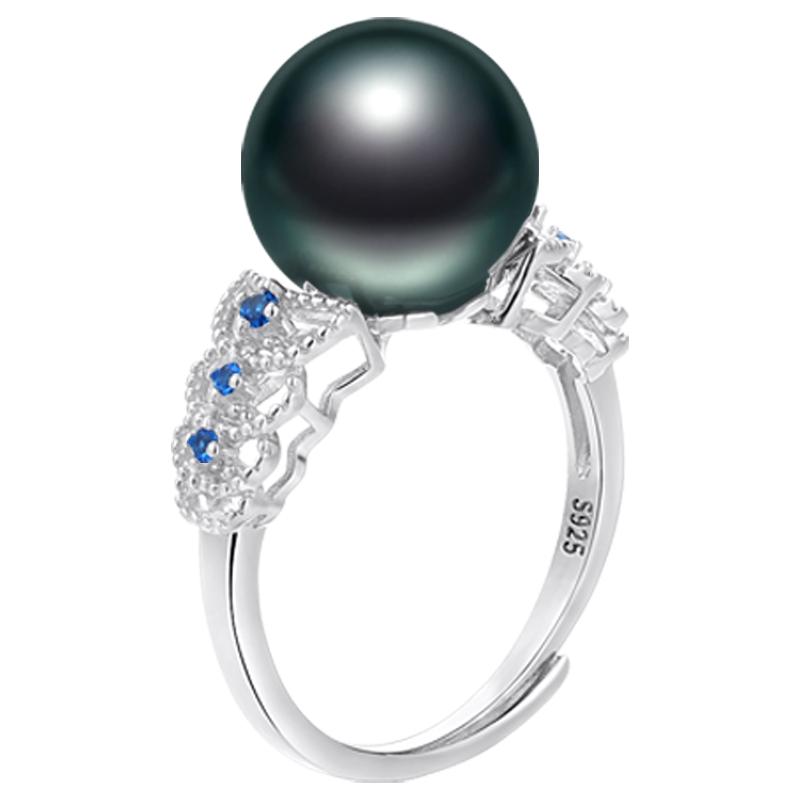Demi 10-11mm Tahitian black pearl ring for women