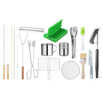 Complete set of outdoor barbecue tools and accessories