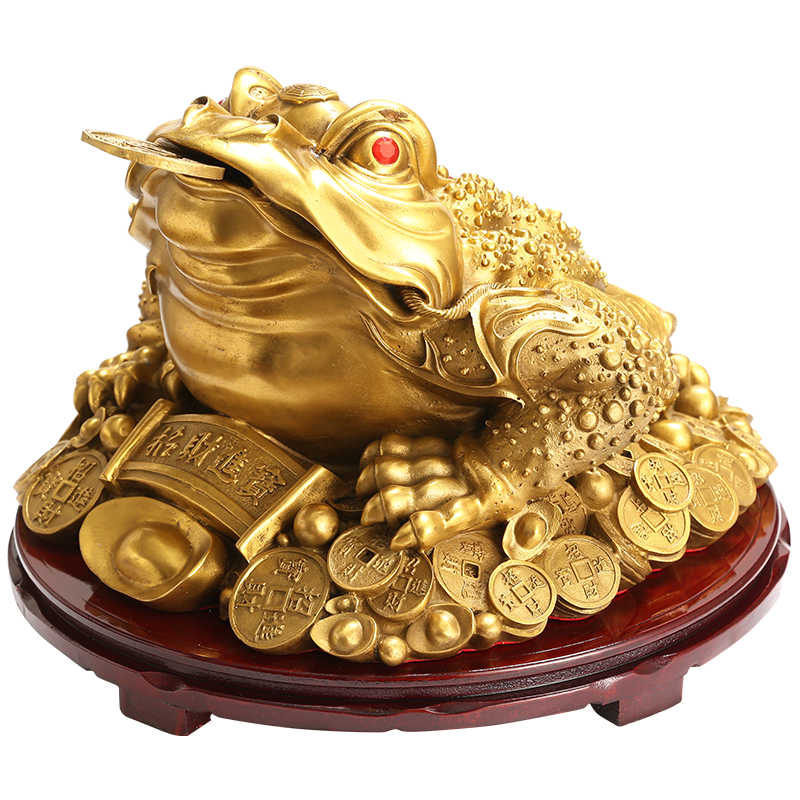 黃銅金蟾擺件招財進寶金蟾飾品新中式桌面擺件銅製聚寶盆開業禮品