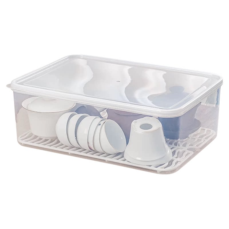 Tea set storage box dustproof large capacity drainage with cover