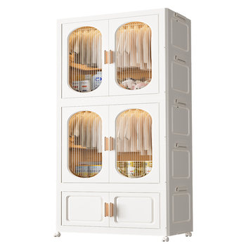 Thickened clothes hanging storage cabinet household plastic foldable bedroom children's wardrobe layered baby clothes storage cabinet