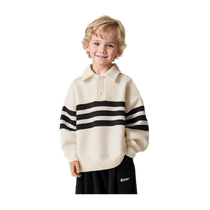 Boys and girls sweaters childrens thickened autumn and winter jackets 2024 new boys winter tops polo collar sweaters