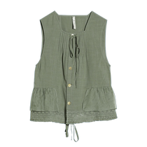 (Fashionable intellectuals) EIN French lace splicing temperament vest linen 23 new summer products