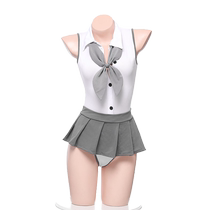 (Self-operated) Pure Desire Sexy Lingerie Campus Pajamas Uniform Temptation Sexy One-piece Stewardess Swimsuit Open File