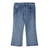 (Same style for both big and small children) Gap Girls 2024 Autumn New Embroidered Flare Jeans Childrens Wear 642559