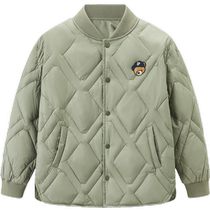 (Lightweight Series) PEACEBIRD Childrens Clothing Boys Down Jacket 2024 Autumn and Winter Diamond Baseball Collar Lightweight Down Jacket