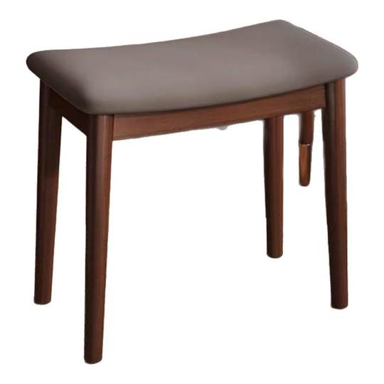 Taburete curvo de madera maciza, taburete tapizado