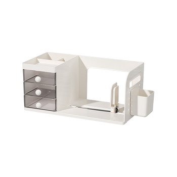 Retractable desktop bookend storage rack
