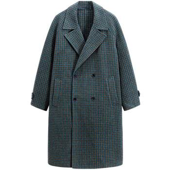 GXG men's plaid simple collar splicing double-sided woolen long coat jacket men's 23rd winter ຜະລິດຕະພັນໃຫມ່