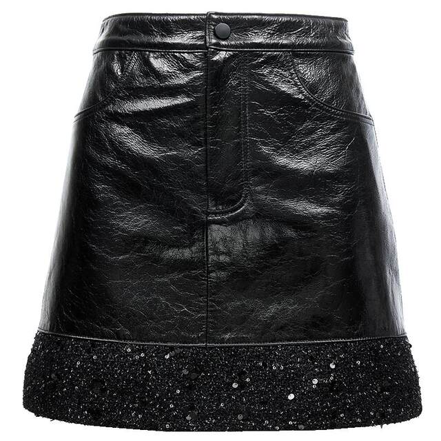 Vero Moda skirt 2025 spring new style small fragrant stitching sequined short skirt leather skirt 325111007