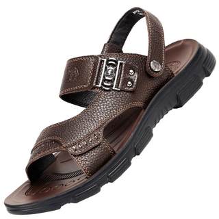 骆驼男鞋凉鞋2025夏季新款凉鞋休闲沙滩鞋男两穿凉拖鞋真皮爸爸鞋