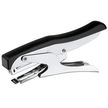 Labor-saving hand-held stapler for takeout packaging