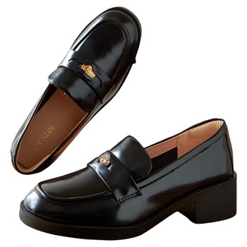 Momota mori lucky gold coin thick-soled loafers for women