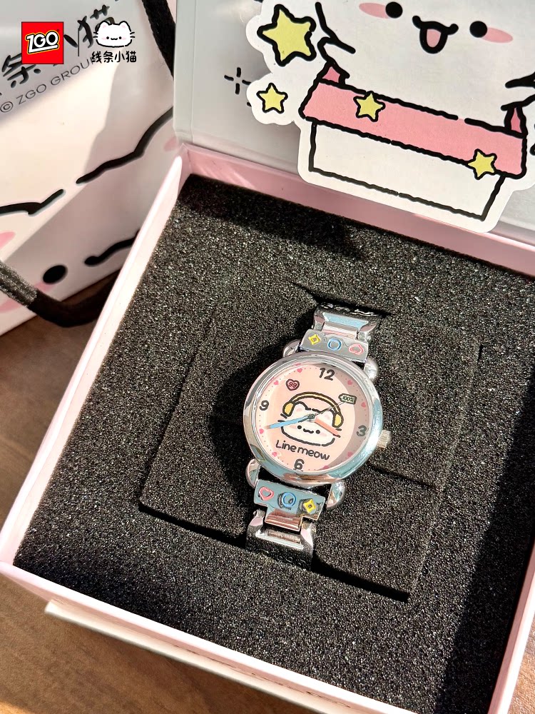 Line Cat Collaboration Graffiti Watch for Girls, Children, and High School Students - High-Value Digital Watch for Instagram
