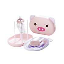 Portable milk bottle brushed clean brushed silicone baby special washing bottle rinsed with washing brush containing box drain rack suit