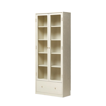 Original solid wood combination bookcase with glass door display cabinet cream style floor-to-ceiling storage cabinet M7171