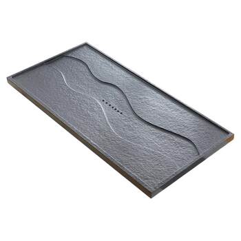 Chinese rectangular black gold stone tea tray for home use