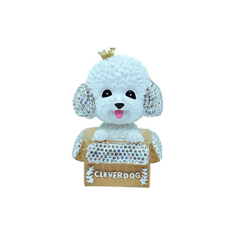 New Internet celebrity diamond-encrusted Xiaowang Chai Teddy shaking head dog car ornaments female driver ladies car interior decoration supplies