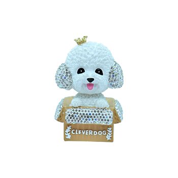 New internet celebrity diamond-encrusted xiaowang chai teddy shaking head dog car ornaments female driver ladies car interior decoration supplies