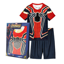 ເສື້ອຍືດເດັກນ້ອຍຊາຍ Disney ຂອງແທ້ dress-up costume Spider-Man clothes Marvel ແຂນສັ້ນ Iron Man ຊຸດເດັກນ້ອຍ summer