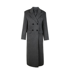 Yufei Waist Herringbone Wool Coat Women's 2024 Early Spring New Retro Loose Suit-style Woolen Coat Long Style