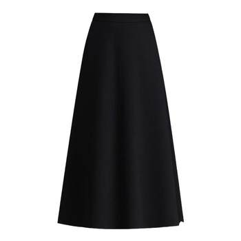 Black woolen skirt, autumn and winter women's temperament long skirt, covering the crotch and slimming, a-line skirt, drapey skirt