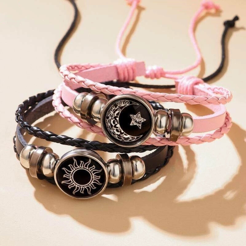 Best Friend Bracelets That Can Communicate Remotely, Sun and Moon Couple Bracelets, Smart Luminous Bracelets, Unisex Woven Design