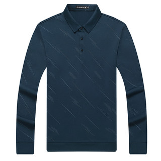 花花公子中年男士长袖t恤纯棉翻领Polo衫爸爸秋装上衣体恤打底衫T