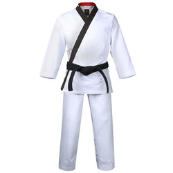 Daolang Korean Mooto Martial Arts Dragon Robe Taekwondo Uniform White Black Collar Master Open-Front Robe Geumgang
