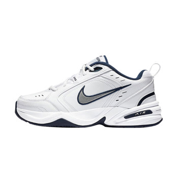 Nike Air Monarch ສີດໍາແລະສີຂາວສີຟ້າ retro ຫນາ sole ເກີບພໍ່ແລ່ນເກີບແລ່ນ 415445-102