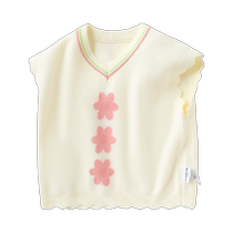 Balabala childrens vest girls knitted vest baby spring pullover college style top fashionable childrens clothing