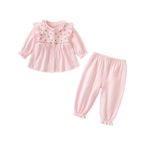 Girls suits spring clothes 2024 new childrens fashionable childrens clothes baby pure cotton two-piece set spring and autumn trend