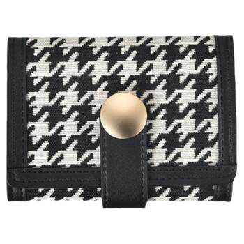 2024 New Houndstooth Plaid Wallet Women's Short Fashionable Student Folding Coin Purse Multi-Card Slot Long Wallet