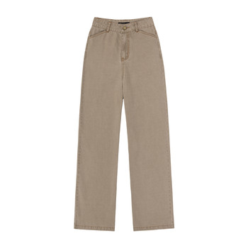 Misaz straight retro workwear floor mopping khaki trousers