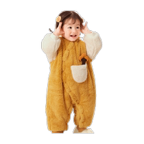 Balabala childrens clothing jumpsuits new baby clothes autumn and winter clothes for going out and romper plus coral velvet