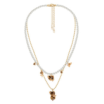 Masw ma xiu cute leopard print cat pearl necklace women