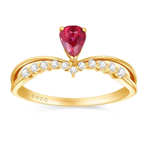 Chow Tai Fook ENZO Princess Sissi 18K gold ruby ​​diamond ring for women EZV4465