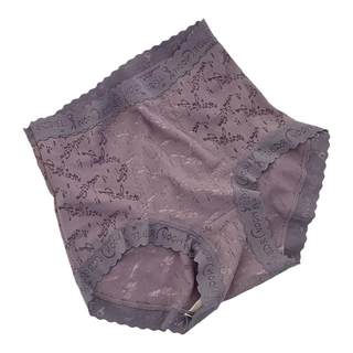 裤头高腰内裤女收腹小肚子提臀大码蕾丝性感胖mm紫色新款三角短裤