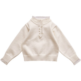 Girls' sweater base layer spring knitted sweater with lace edge