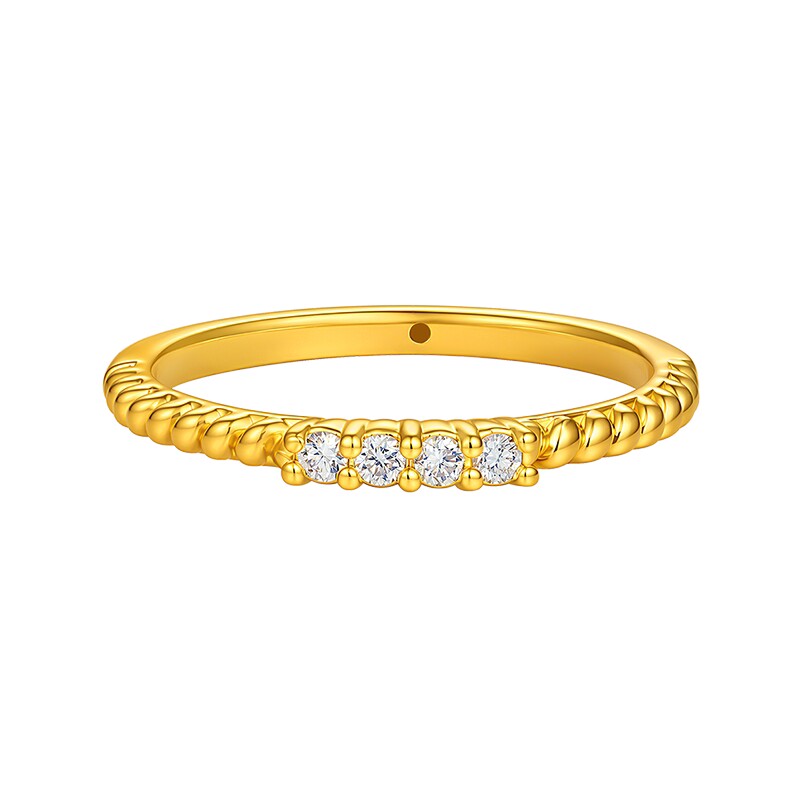 TSL Xie Ruilin gold ring 5D hard gold inlaid with diamond pure gold ring new product women's XR524
