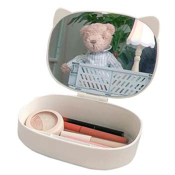 Ins style folding makeup mirror storage box student dormitory