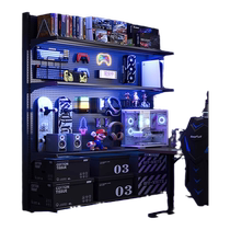 Depinman hole board storage rack floor-standing e-sports room decoration metal storage rack without punching computer desktop