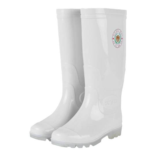 White men's and women's mid-top and high-top canteen oil-resistant rain boots