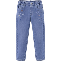 David Bella childrens denim trousers 2024 autumn new style girls casual pants medium and large childrens pants childrens clothing