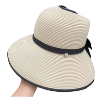 Summer large-brimmed travel sun protection straw woven foldable empty top hat versatile fashion hat for women trendy and fashionable