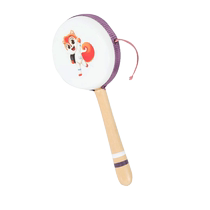 Baby rattle toy 0-3 years old and three months old newborn baby educational puzzle can chew traditional wooden hand drum